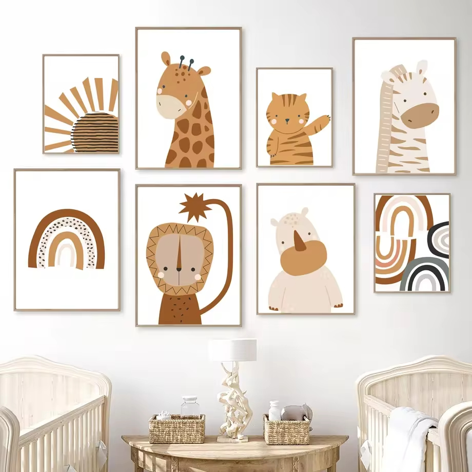 Rainbow Sun Lion Dinosaur Alph - Baby Nursery Animal Pictures ulasan dan harga