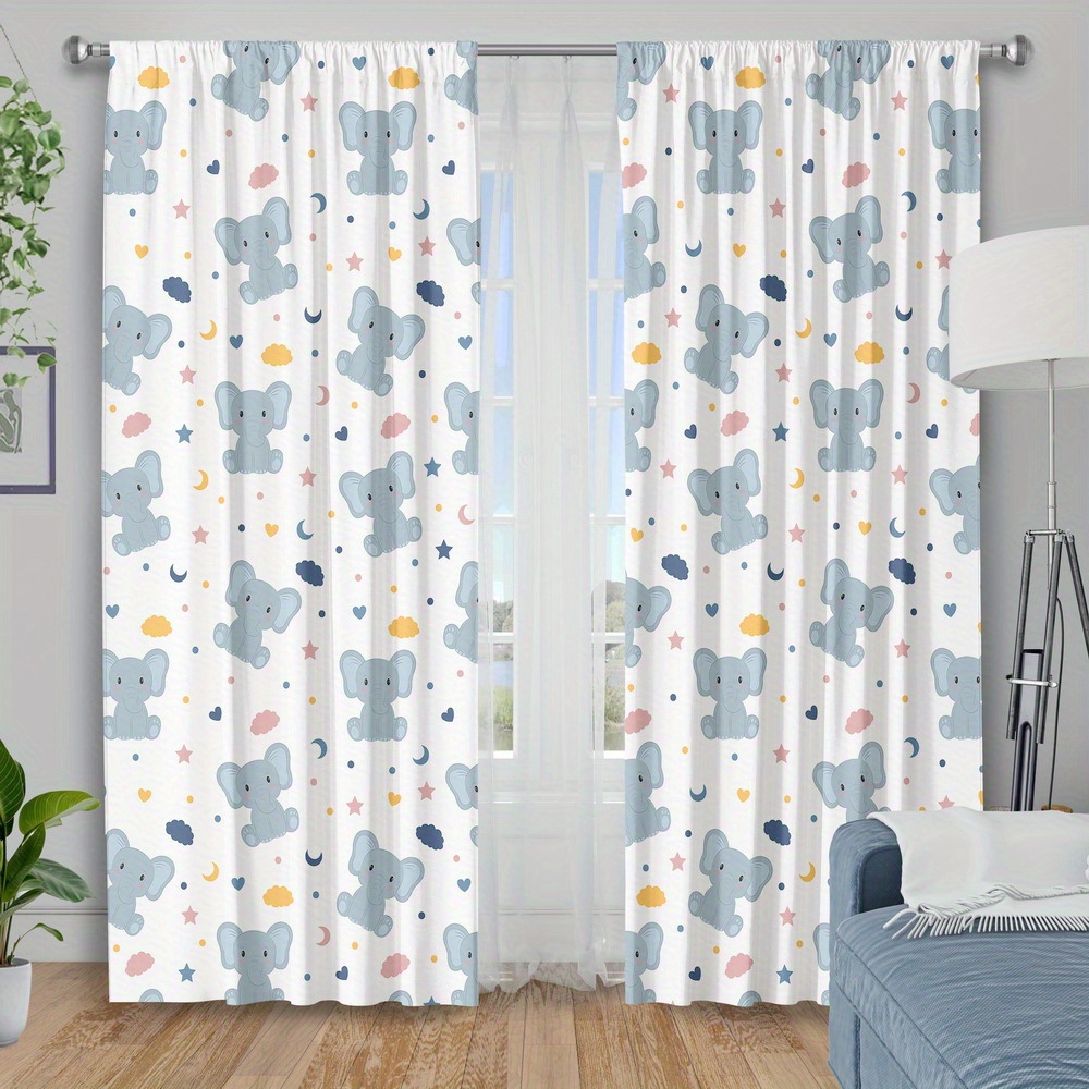 Cute Baby Elephant Print Curta - Baby Nursery Youtube ulasan dan harga