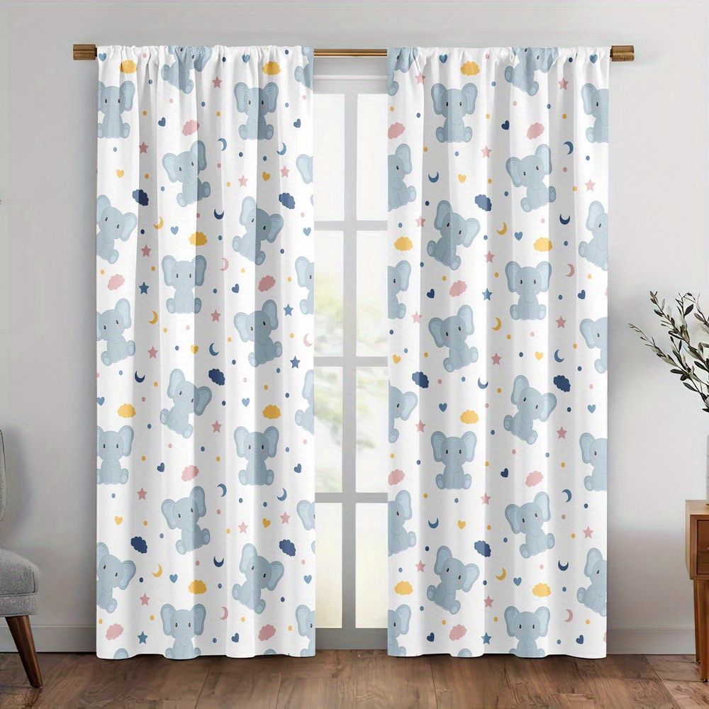 Cute Baby Elephant Print Curta - Baby Nursery Youtube ulasan dan harga