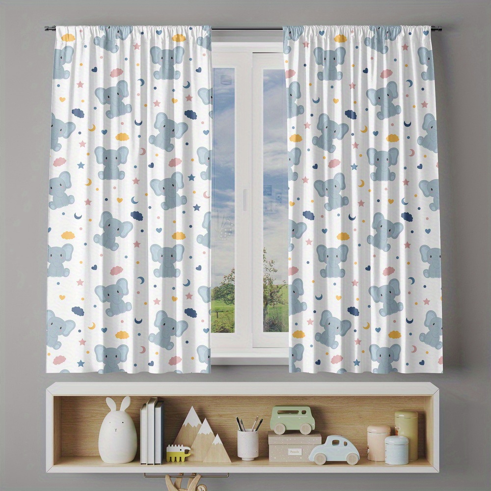 Cute Baby Elephant Print Curta - Baby Nursery Youtube ulasan dan harga