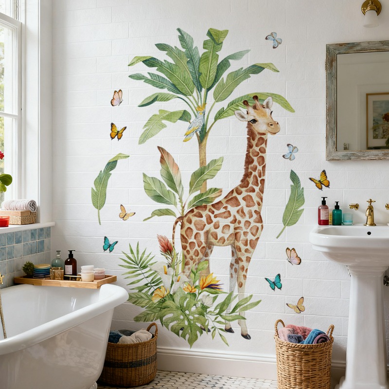 Large Forest Animal Giraffe Wa - Baby Nursery Mural Wallpaper ulasan dan harga