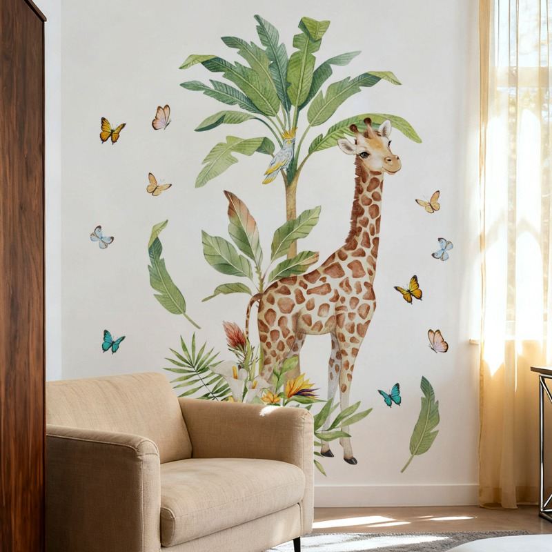 Large Forest Animal Giraffe Wa - Baby Nursery Mural Wallpaper ulasan dan harga