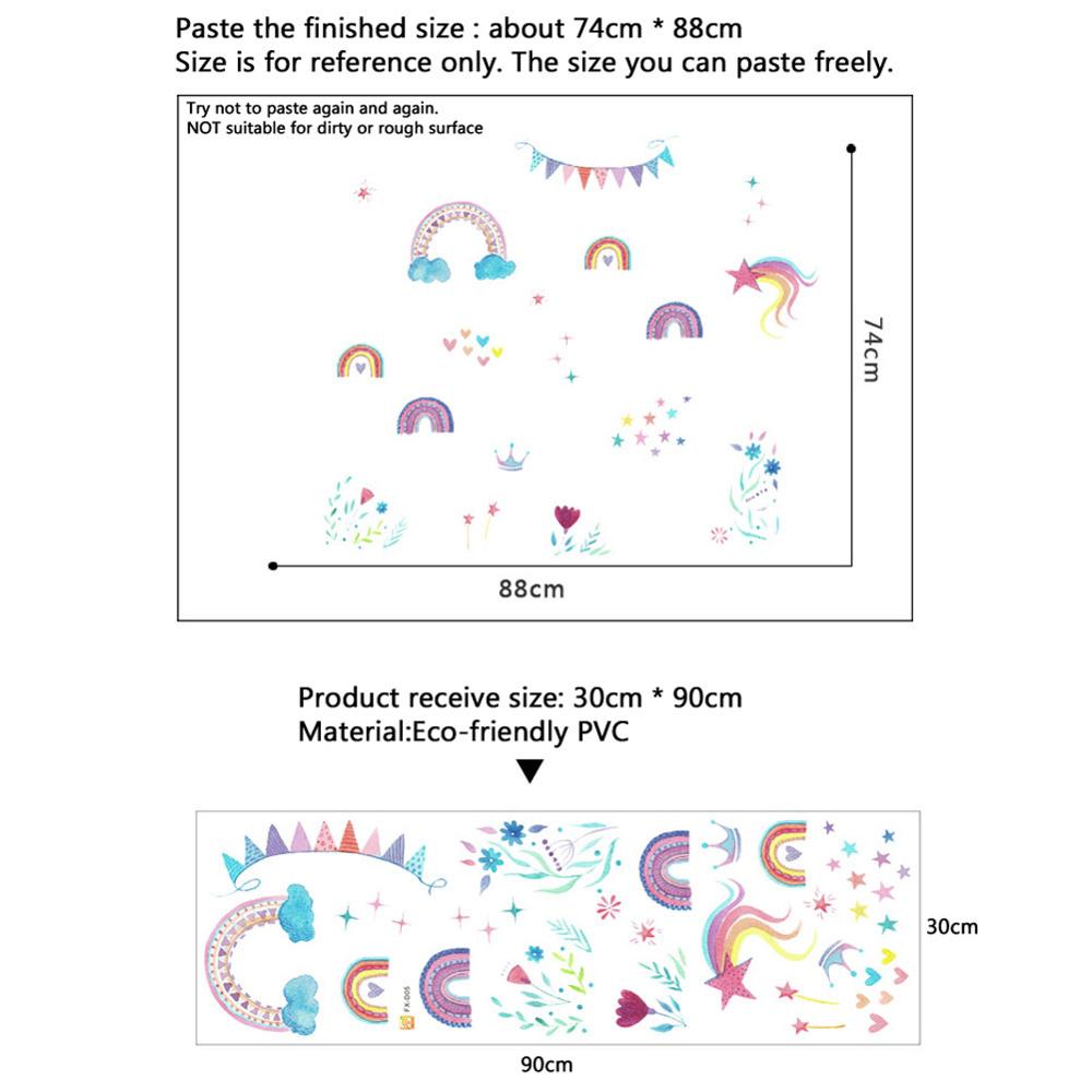 Cartoon Rainbow Stars Wall Sti - Baby Nursery Mural Wallpaper ulasan dan harga