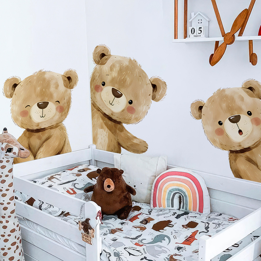 Kawaii Cartoon Bear Wall Stick - Baby Nursery Wallpaper Girl ulasan dan harga