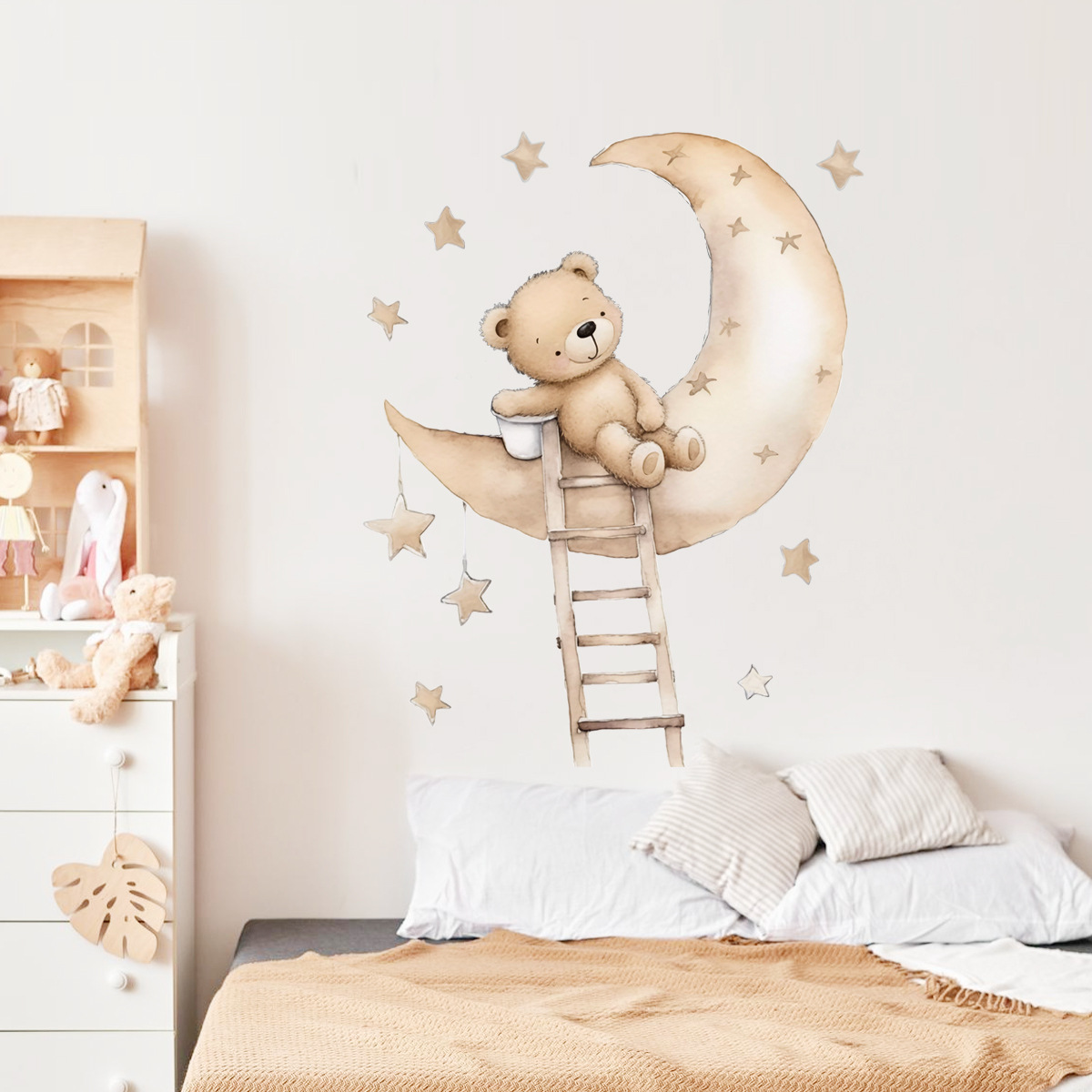 Kawaii Cartoon Bear Wall Stick - Baby Nursery Wallpaper Girl ulasan dan harga