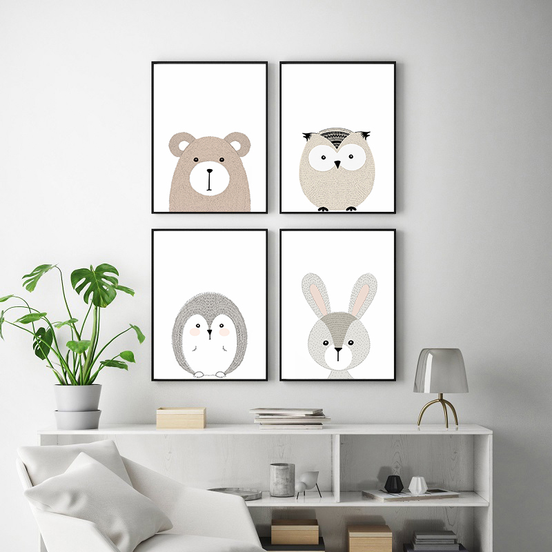 Woodland Cute Animal Cartoon F - Baby Nursery Animal Pictures ulasan dan harga