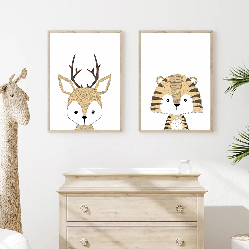 Woodland Cute Animal Cartoon F - Baby Nursery Animal Pictures ulasan dan harga
