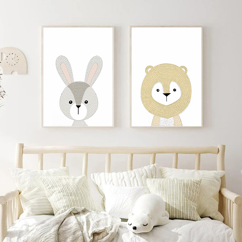 Woodland Cute Animal Cartoon F - Baby Nursery Animal Pictures ulasan dan harga