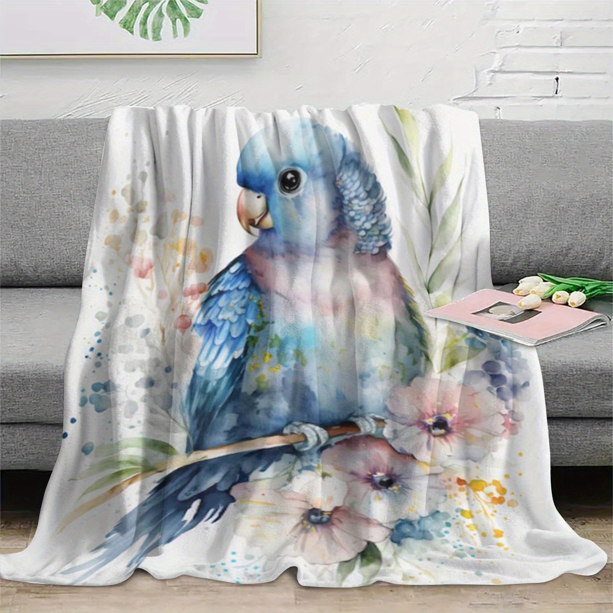 Watercolor Parrot Floral Blank - Baby Nursery Accent Wall ulasan dan harga