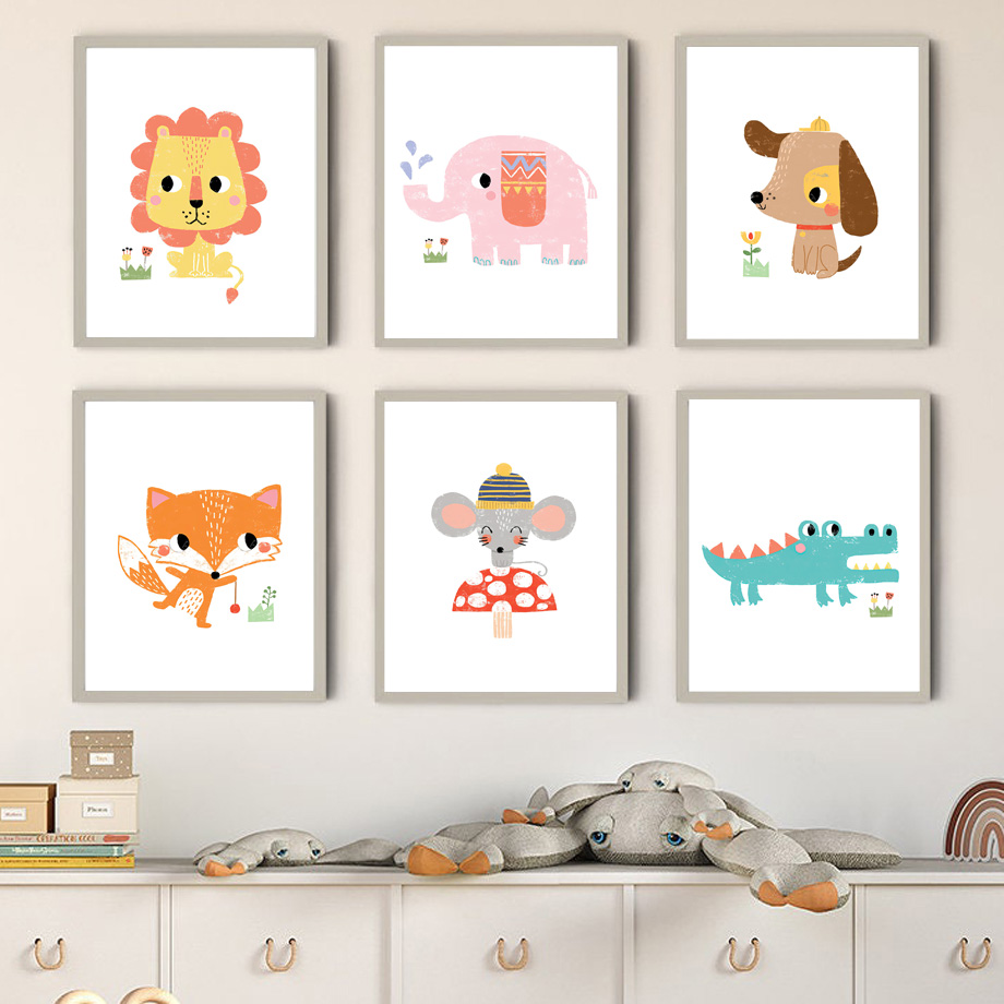 1pc frameless Canvas Painting  - Baby Nursery Zoo Animals ulasan dan harga