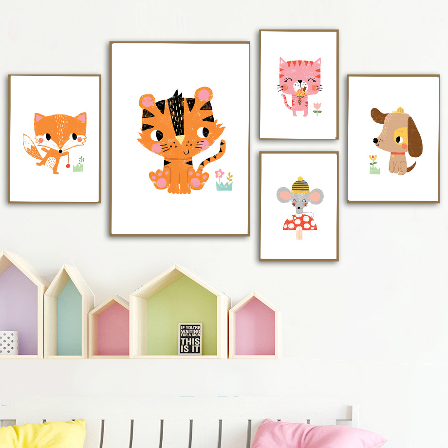 1pc frameless Canvas Painting  - Baby Nursery Zoo Animals ulasan dan harga