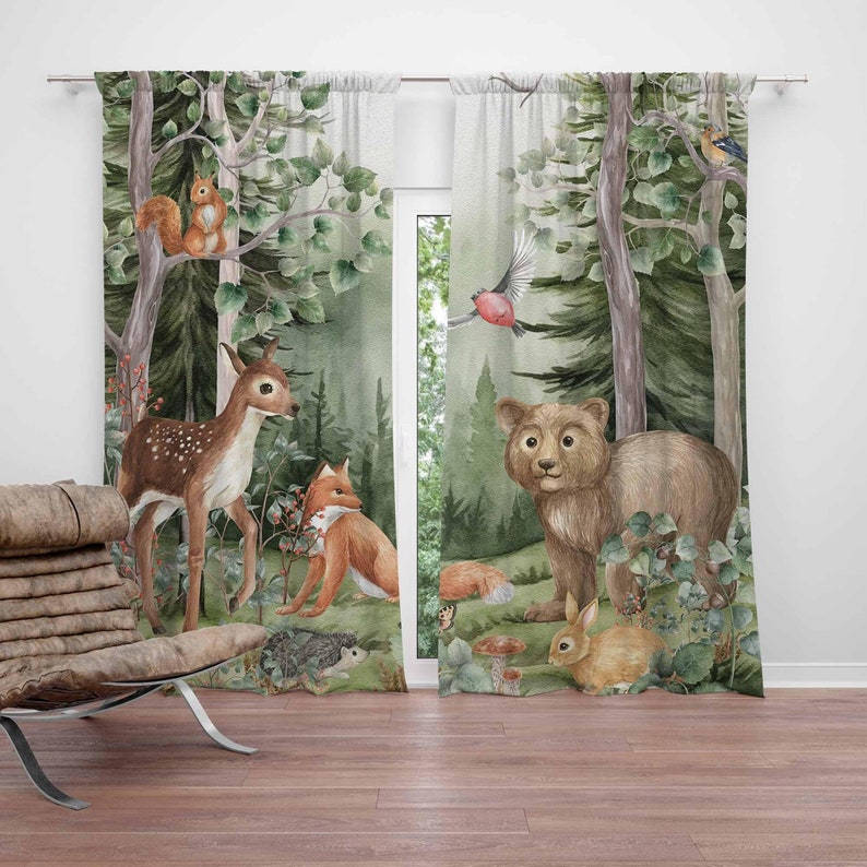 Woodland Animals Curtains Kids - Baby Nursery Youtube ulasan dan harga