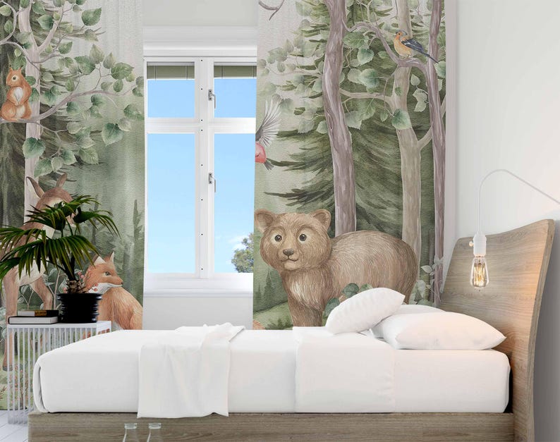Woodland Animals Curtains Kids - Baby Nursery Youtube ulasan dan harga