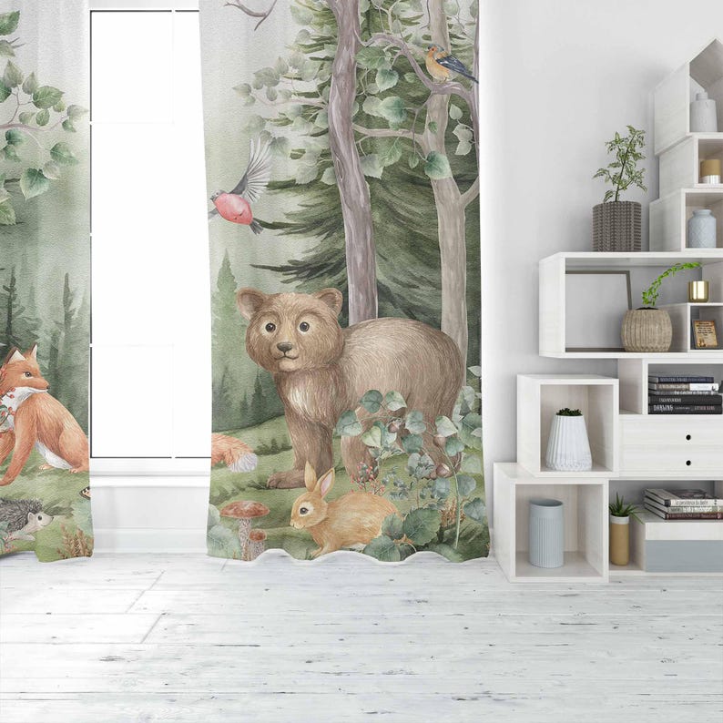 Woodland Animals Curtains Kids - Baby Nursery Youtube ulasan dan harga