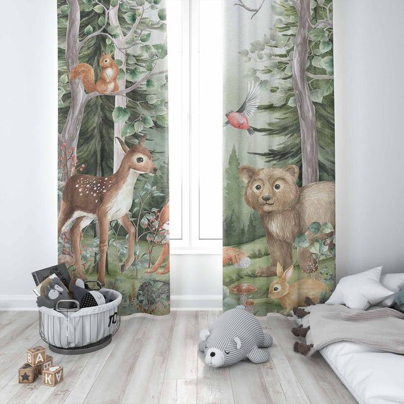 Woodland Animals Curtains Kids - Baby Nursery Youtube ulasan dan harga