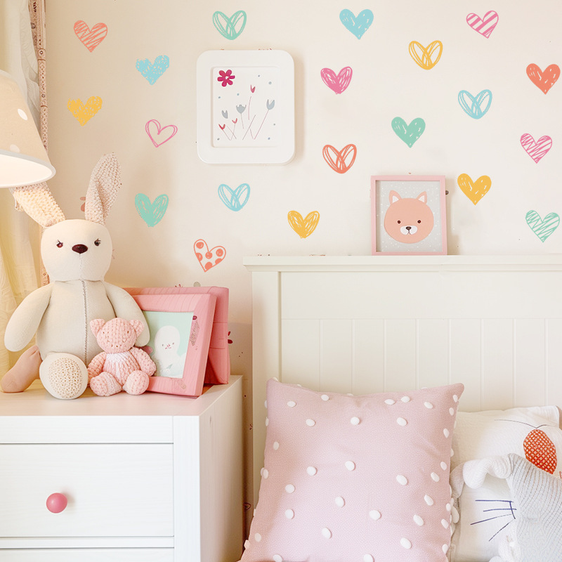 New Colorful Heart Wall Sticke - Baby Nursery Wallpaper Girl ulasan dan harga