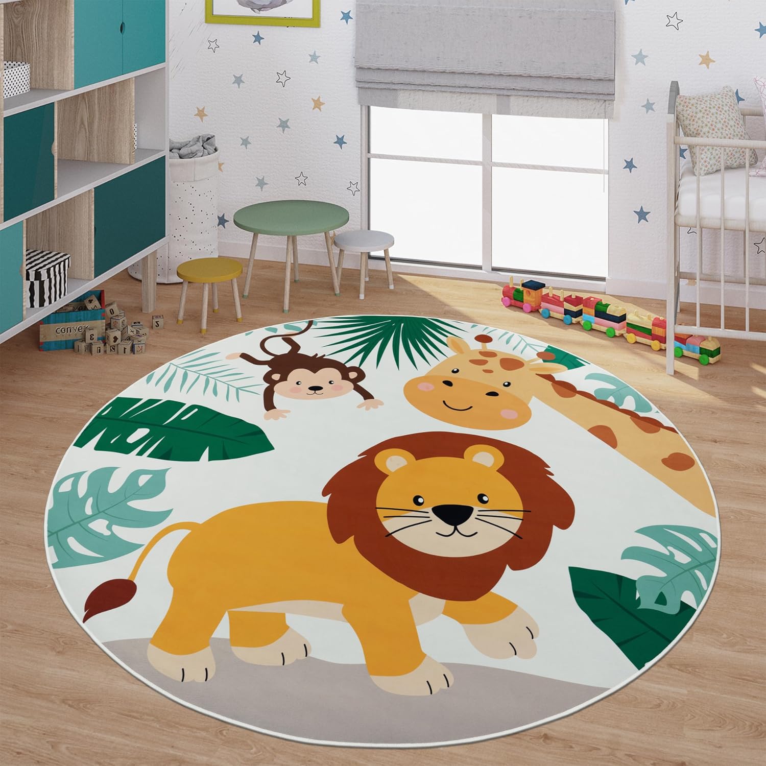 Soft Round Jungle Animal Print - Baby Nursery Animal Theme ulasan dan harga