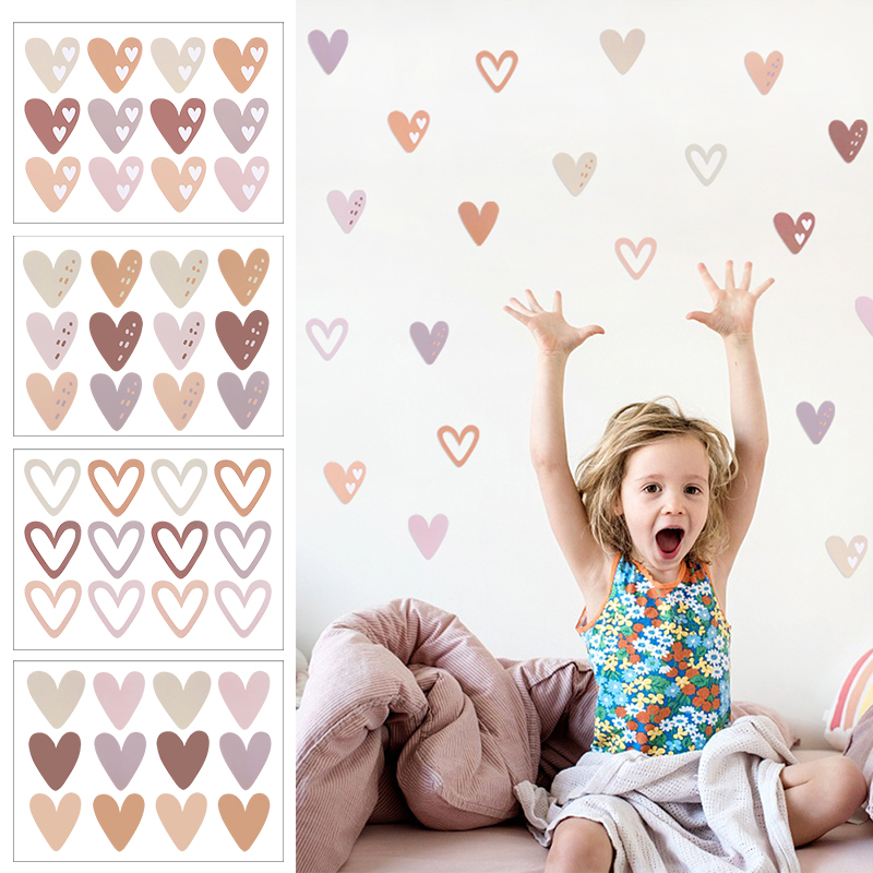 2pcs Lovely Hearts Ins Wall St - Baby Nursery Mural Wallpaper ulasan dan harga