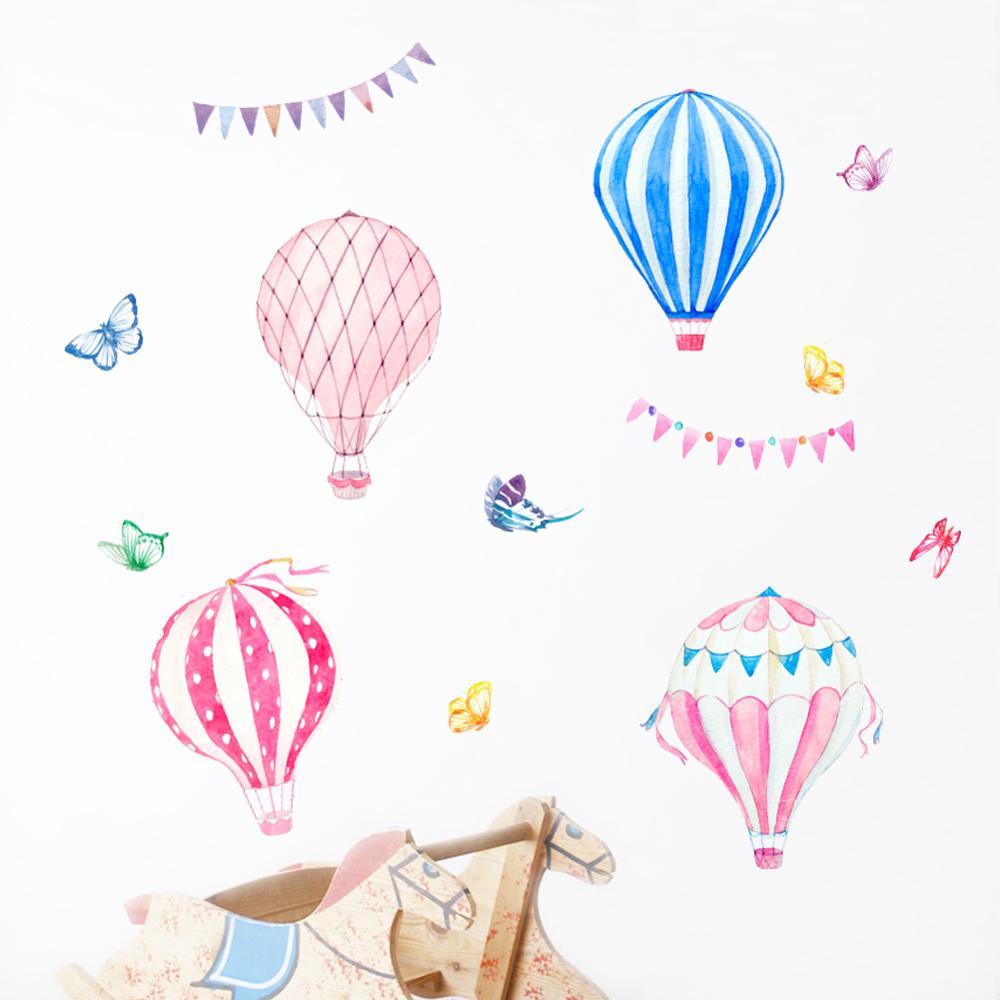 Cartoon Hot Air Balloon Wall S - Baby Nursery Mural Wallpaper ulasan dan harga
