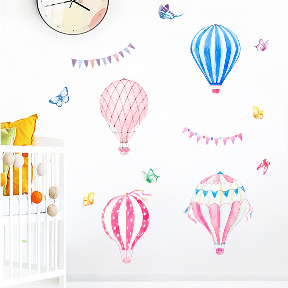 Cartoon Hot Air Balloon Wall S - Baby Nursery Mural Wallpaper ulasan dan harga