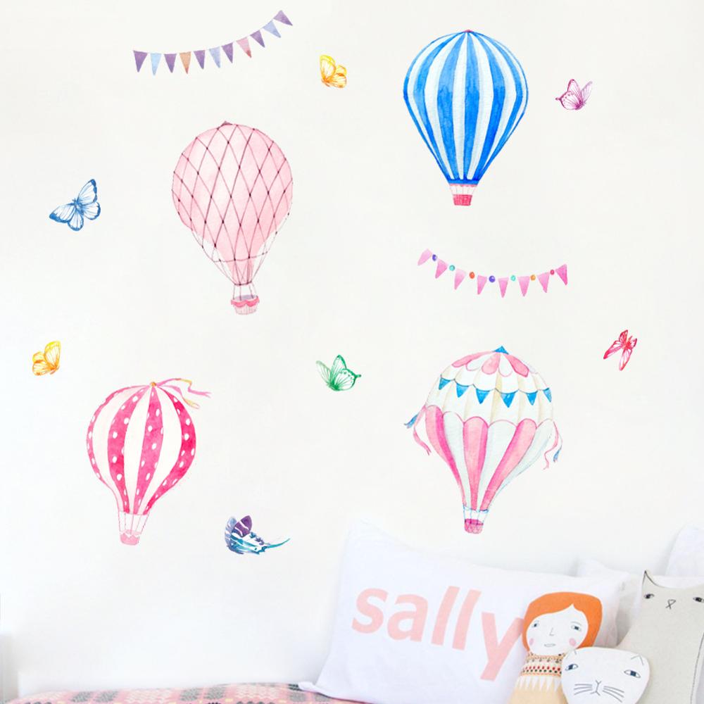 Cartoon Hot Air Balloon Wall S - Baby Nursery Mural Wallpaper ulasan dan harga