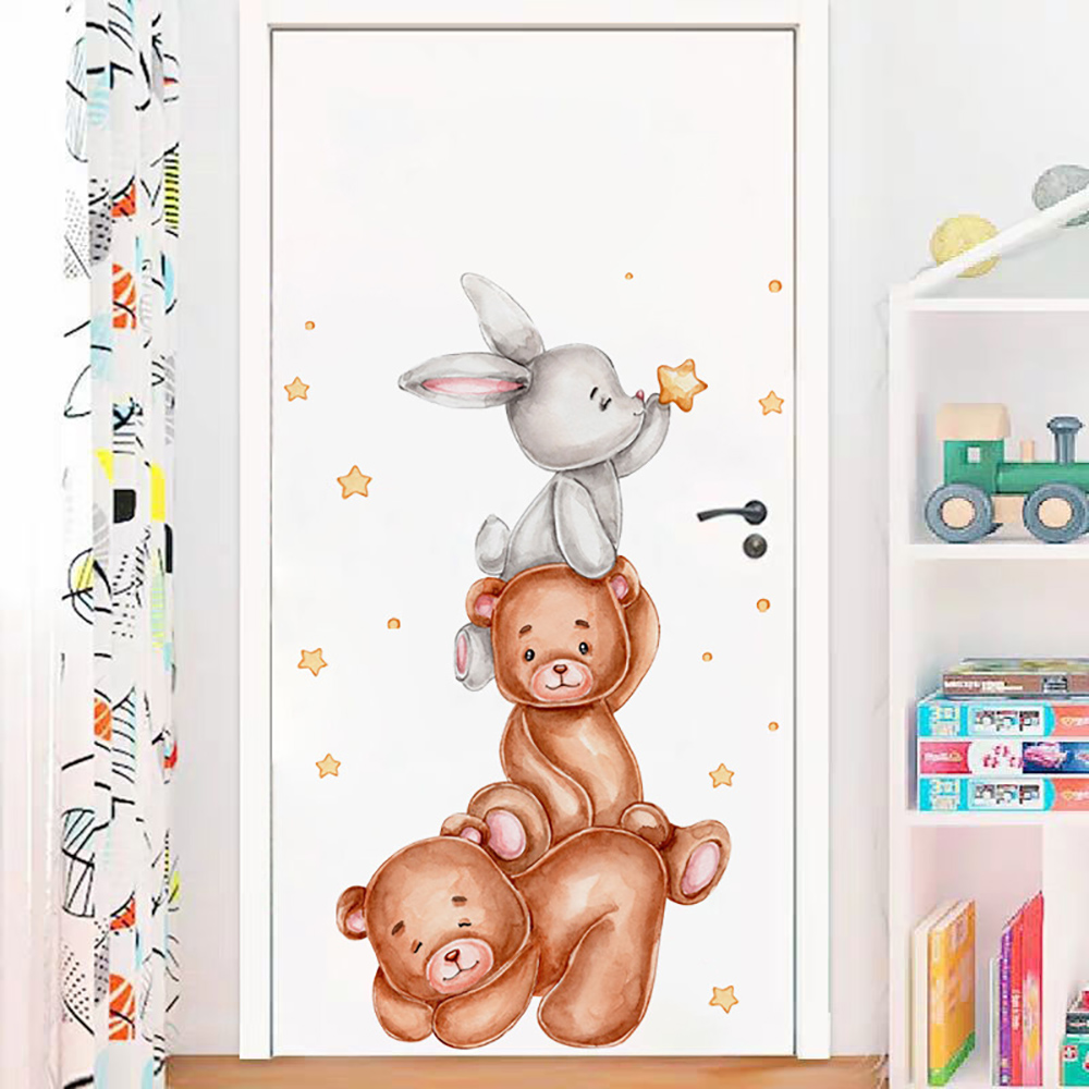 Cute Bunny Bear Star Wall Stic - Baby Nursery Wallpaper Girl ulasan dan harga