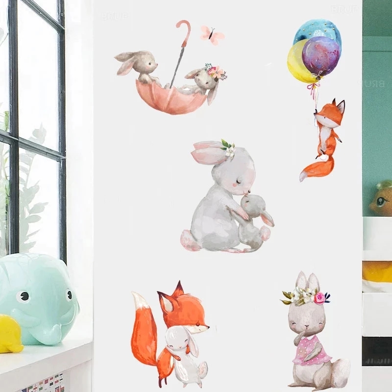 Cute Bunny Bear Star Wall Stic - Baby Nursery Wallpaper Girl ulasan dan harga