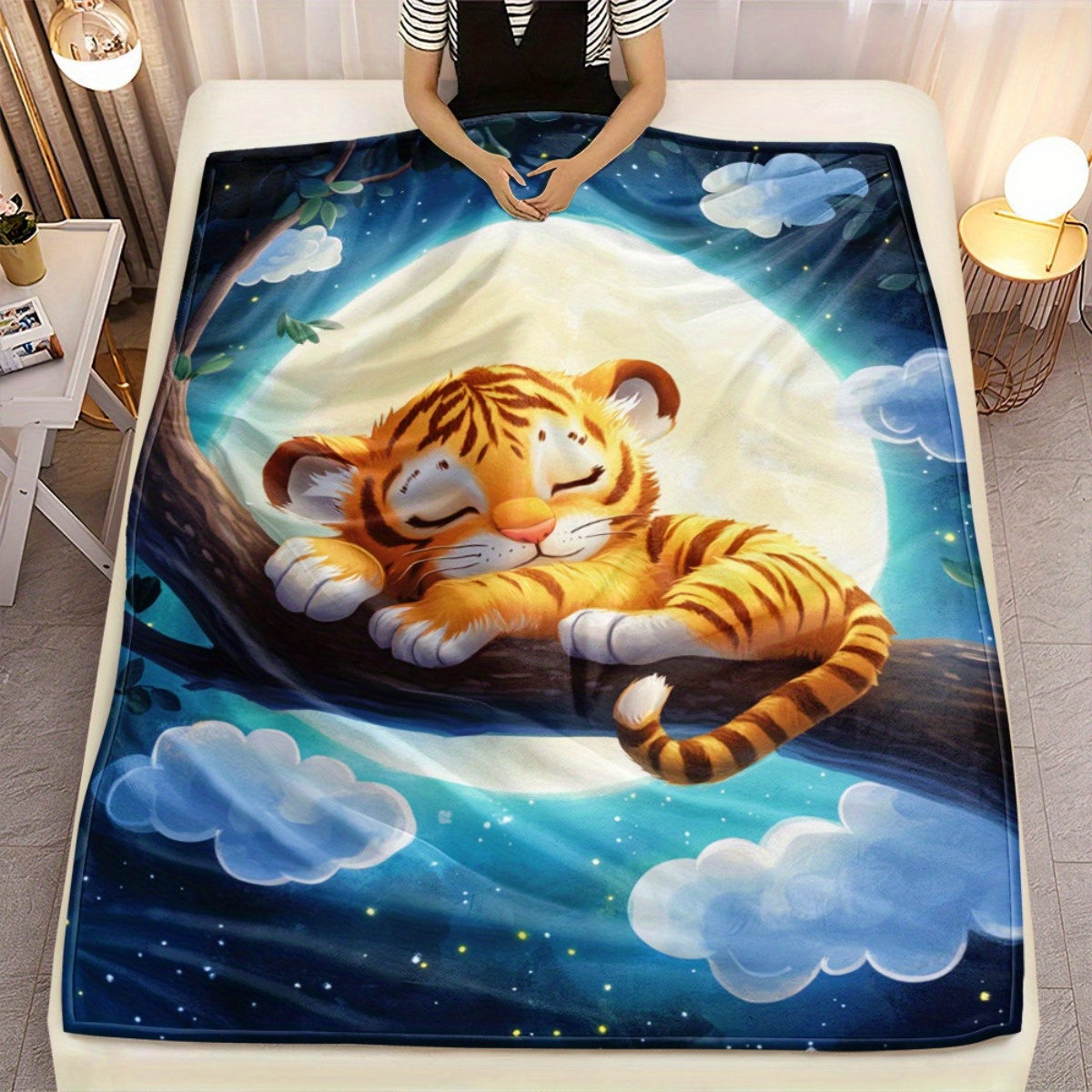 Cute sleeping tiger on tree br - Baby Nursery Animal Theme ulasan dan harga
