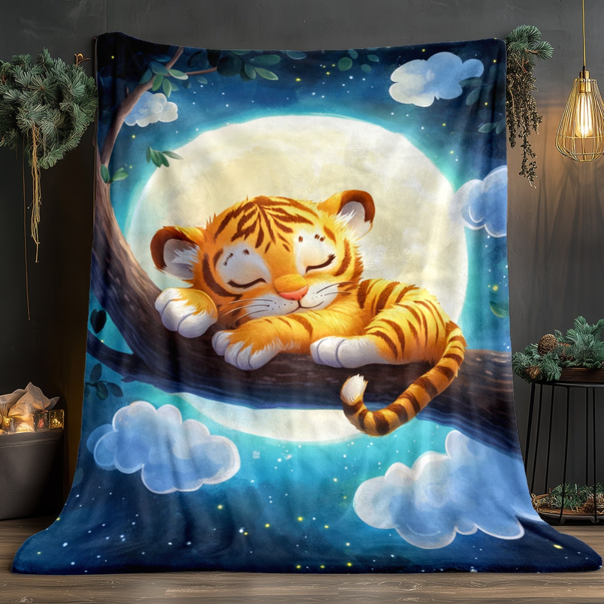 Cute sleeping tiger on tree br - Baby Nursery Animal Theme ulasan dan harga