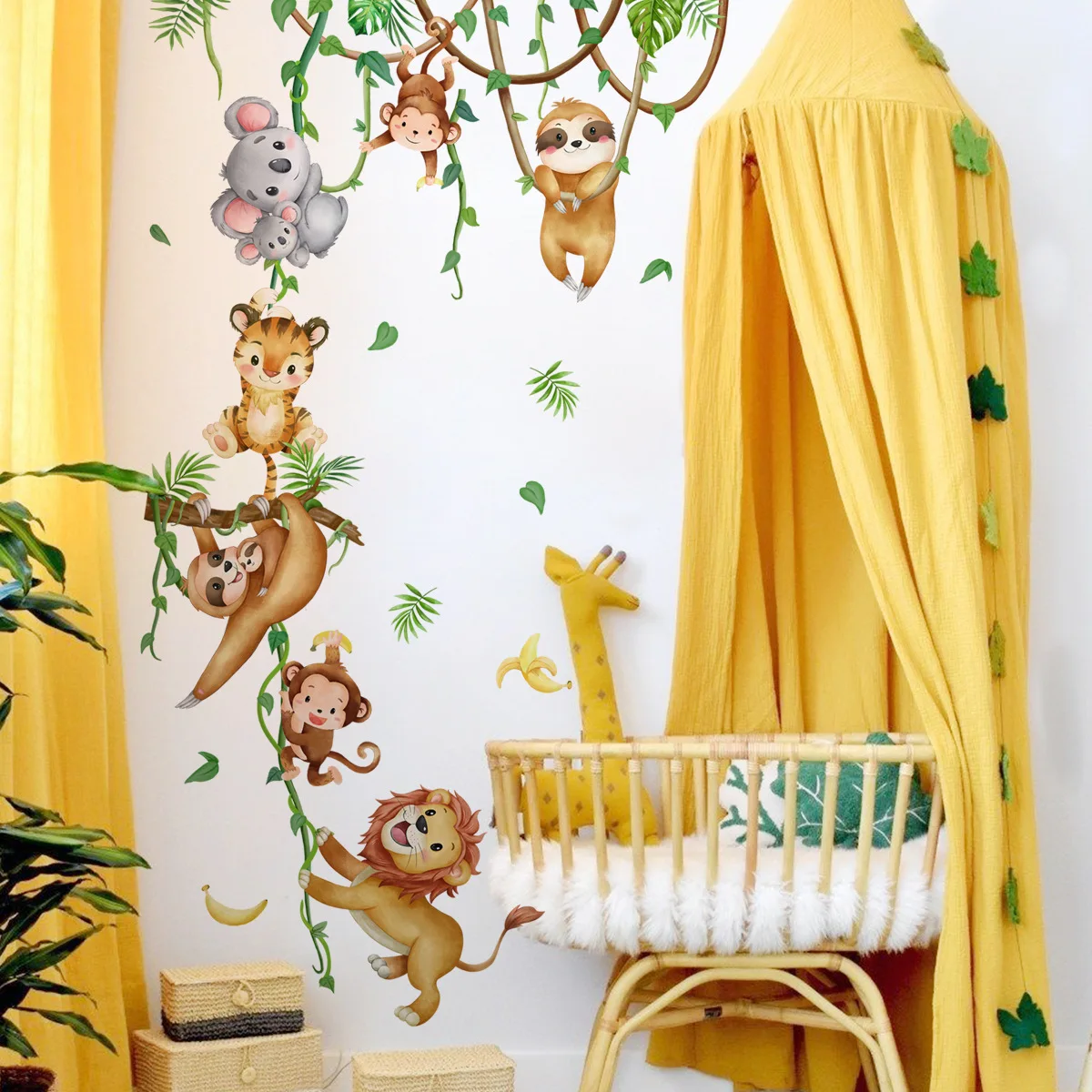 Forest Animal Lion Sloth Monke - Baby Nursery Wallpaper Girl ulasan dan harga