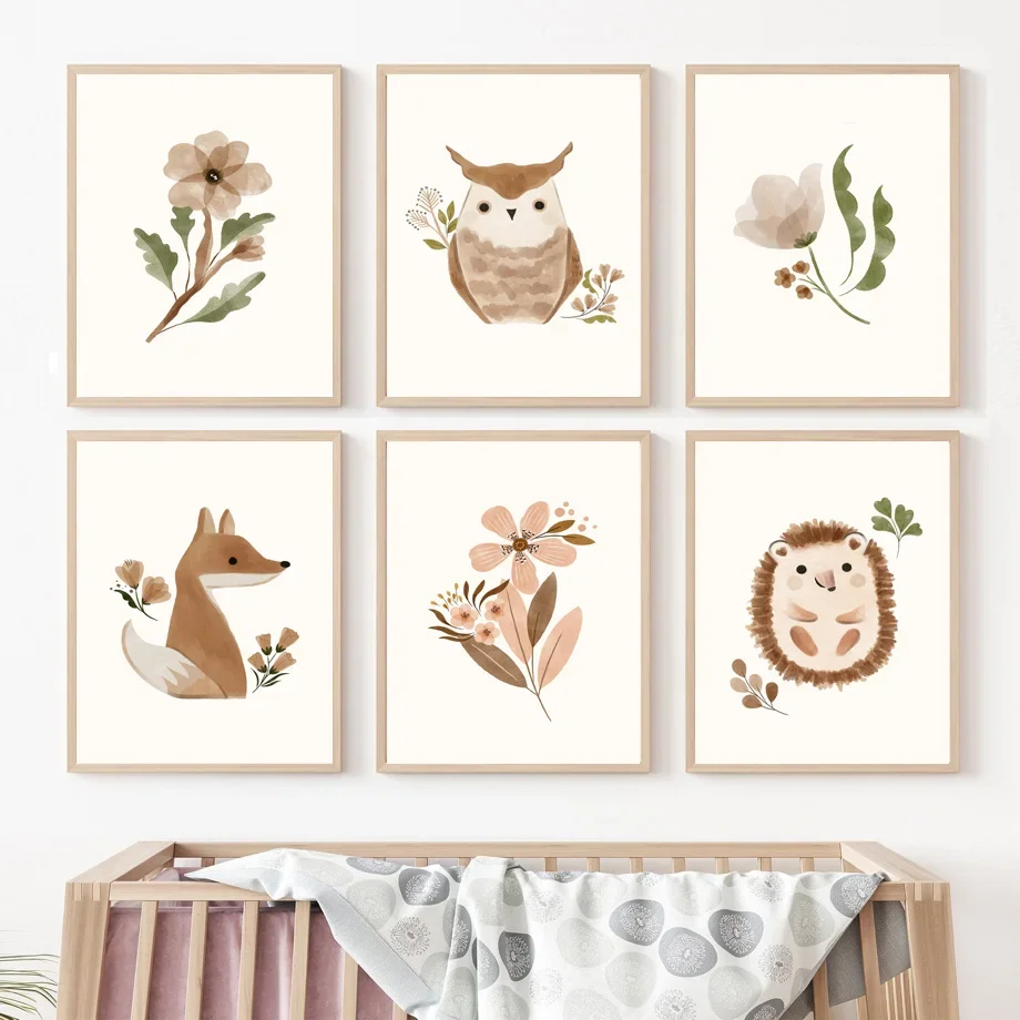 Woodland Nursery Wall Art  Squ - Baby Nursery Animal Theme ulasan dan harga