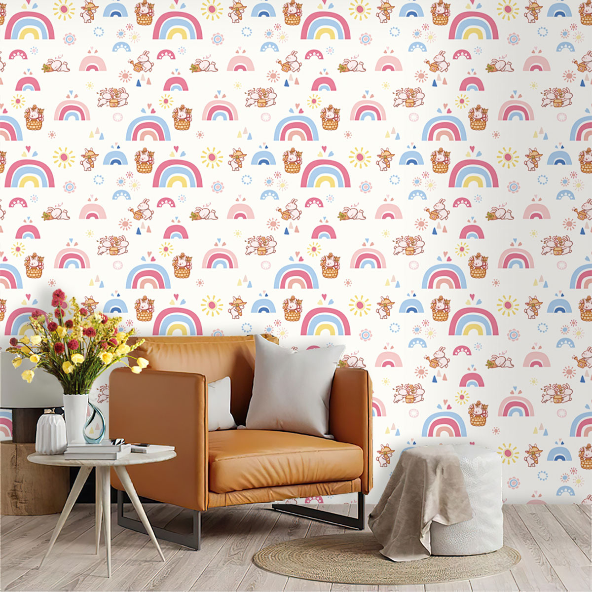 Boho Rainbow Kids Stick and Pe - Baby Nursery Wallpaper Girl ulasan dan harga