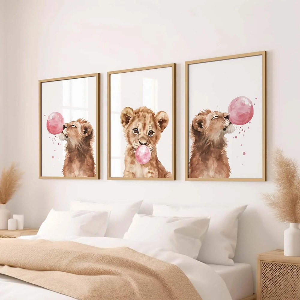 Lion Cub Nursery Wall Art Set  - Baby Nursery Animal Theme ulasan dan harga