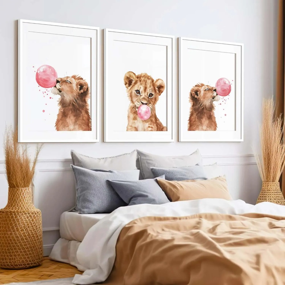 Lion Cub Nursery Wall Art Set  - Baby Nursery Animal Theme ulasan dan harga