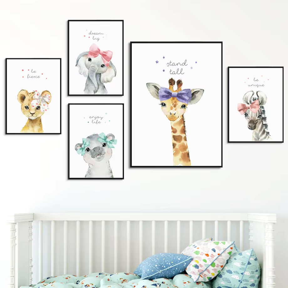 Lion Zebra Giraffe Elephant Hi - Baby Nursery Animal Pictures ulasan dan harga
