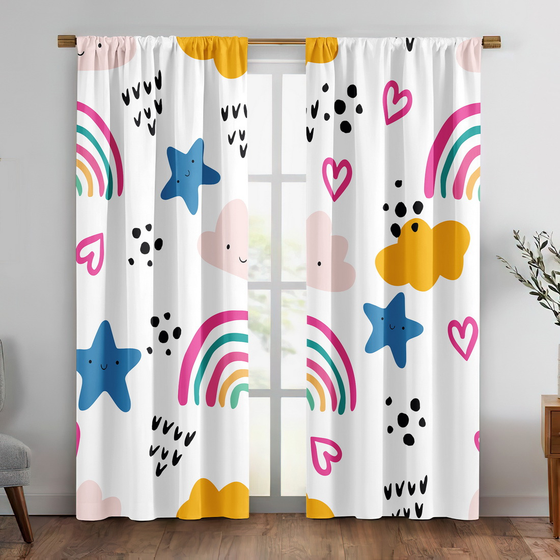 Cute Rainbow Stars Hearts Nurs - Baby Nursery Youtube ulasan dan harga
