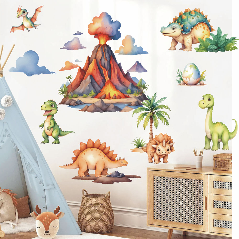 Cartoon Jungle Dinosaur Wall S - Baby Nursery Animal Theme ulasan dan harga