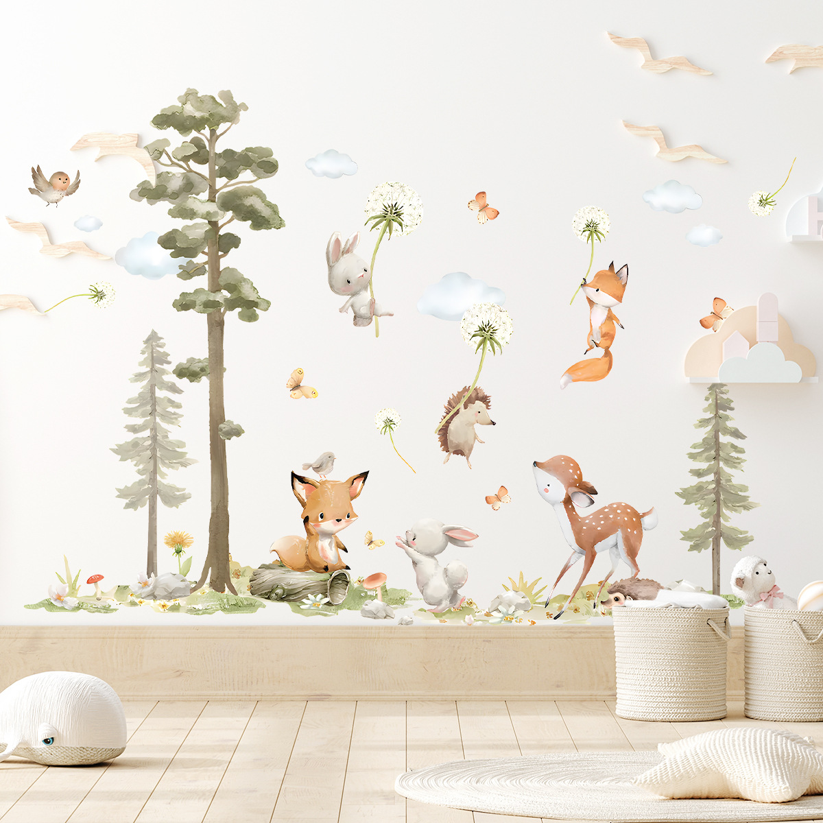 Cute Forest Animals Wall Stick - Baby Nursery Wallpaper Girl ulasan dan harga
