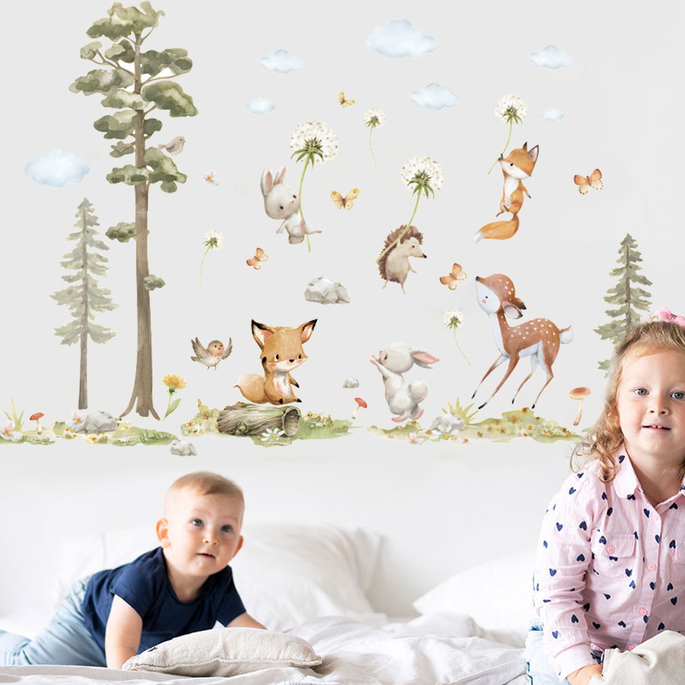 Cute Forest Animals Wall Stick - Baby Nursery Wallpaper Girl ulasan dan harga