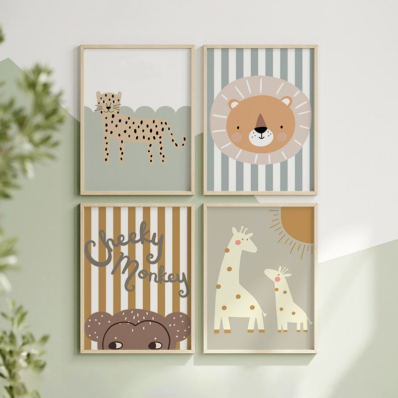 Cartoon Giraffe Leopard Lion M - Baby Nursery Animal Pictures ulasan dan harga