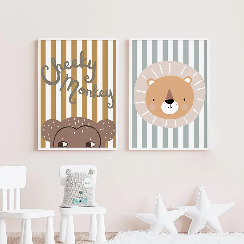 Cartoon Giraffe Leopard Lion M - Baby Nursery Animal Pictures ulasan dan harga