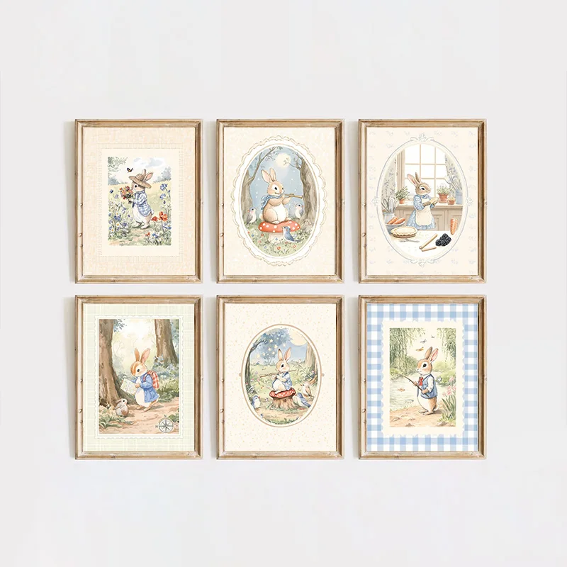 Vintage Boho Blue Plaid Rabbit - Baby Nursery Vintage ulasan dan harga