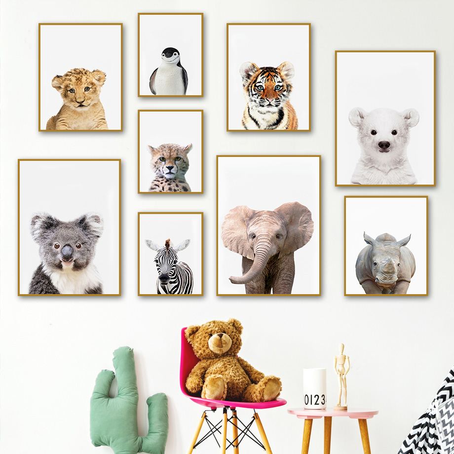 1pc frameless Canvas Painting  - Baby Nursery Zoo Animals ulasan dan harga