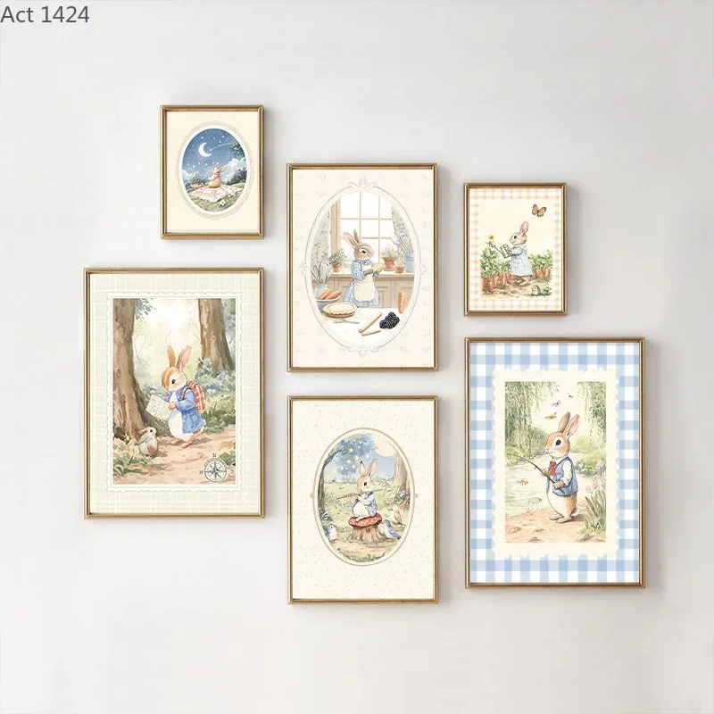 Vintage Boho Blue Plaid Rabbit - Baby Nursery Vintage ulasan dan harga