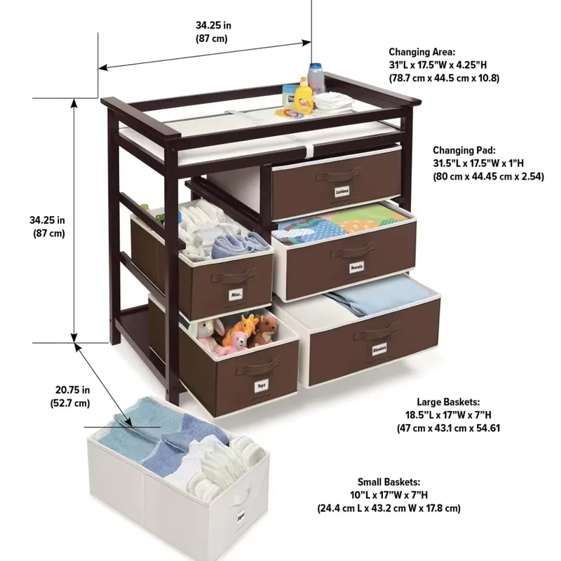 Modern Wooden Baby Dresser wit - Baby Nursery Sets ulasan dan harga