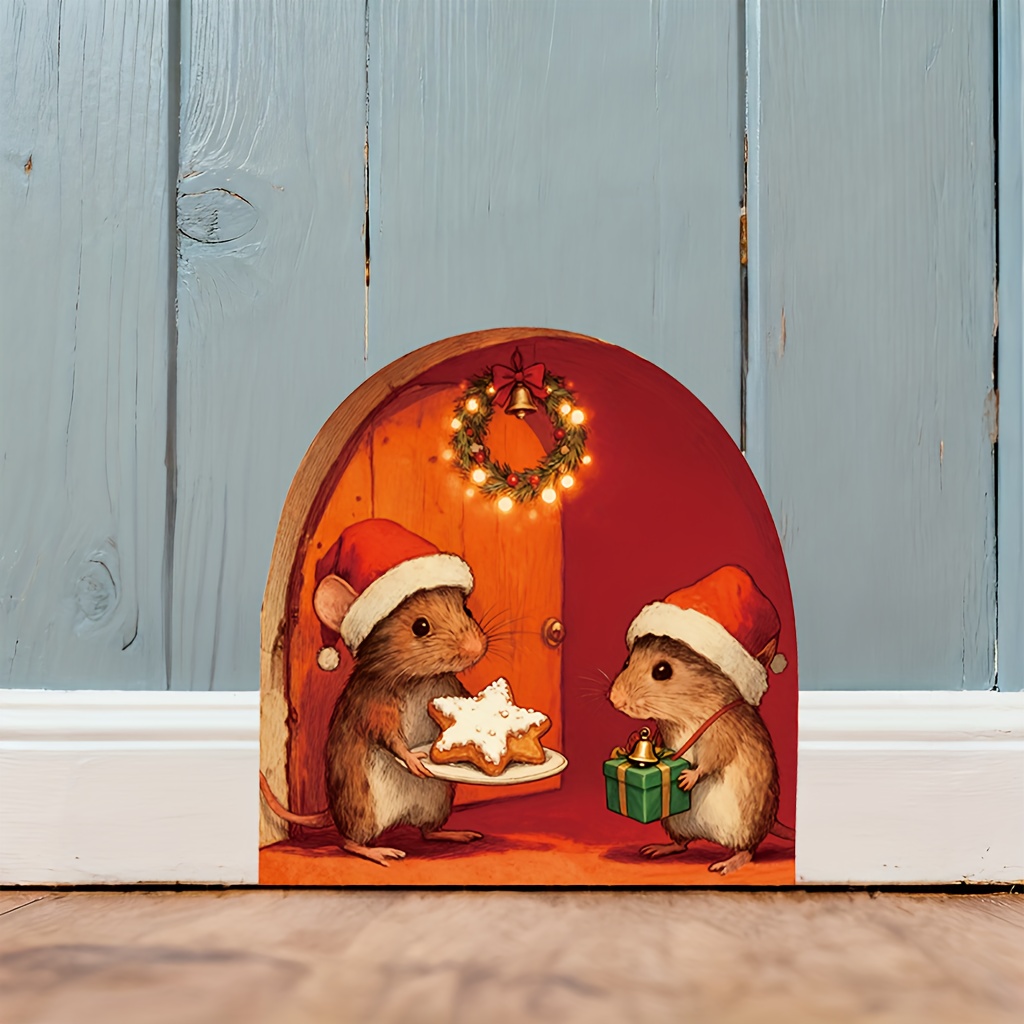 Festive Christmas Mouse Hole W - Baby Nursery Mural Wallpaper ulasan dan harga