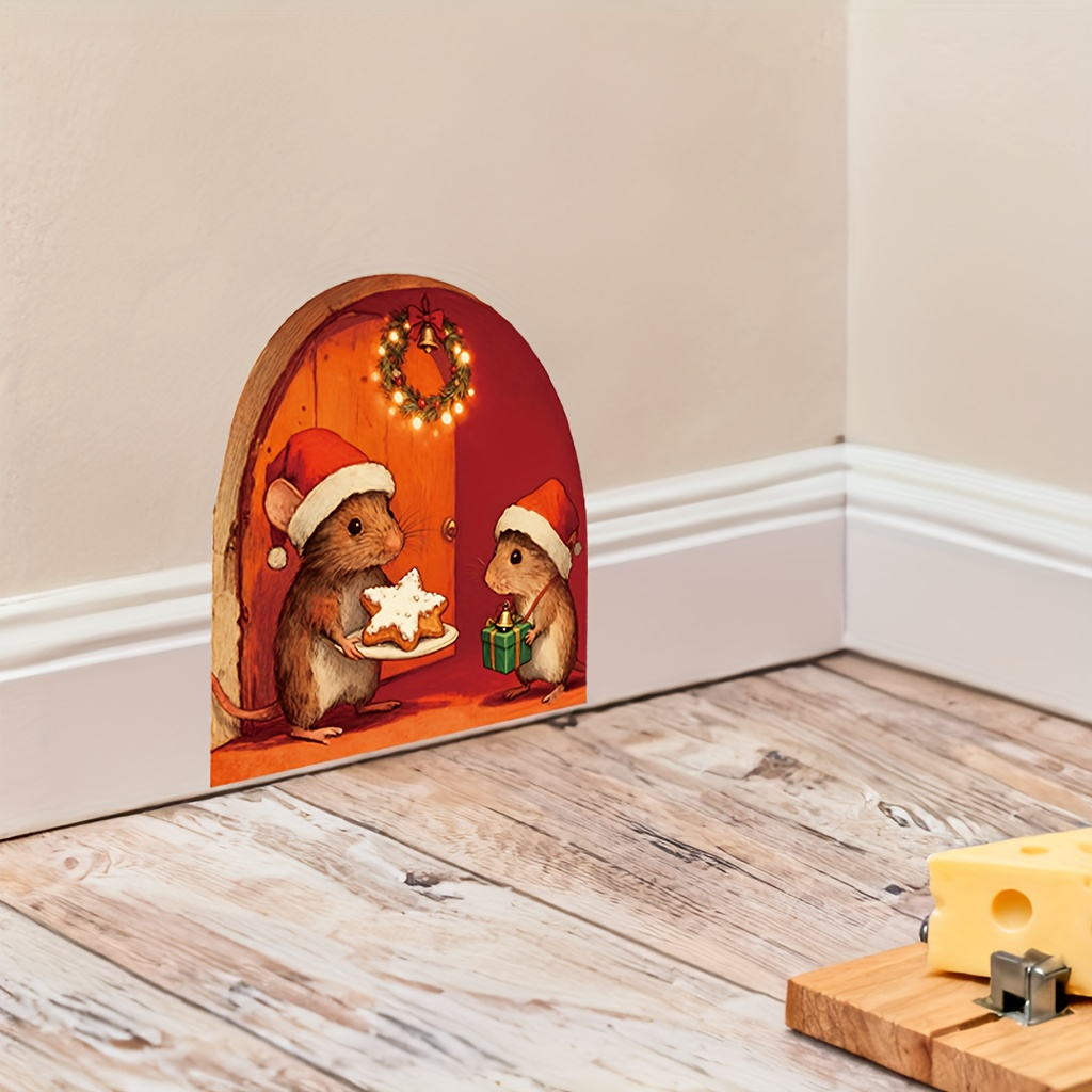 Festive Christmas Mouse Hole W - Baby Nursery Mural Wallpaper ulasan dan harga