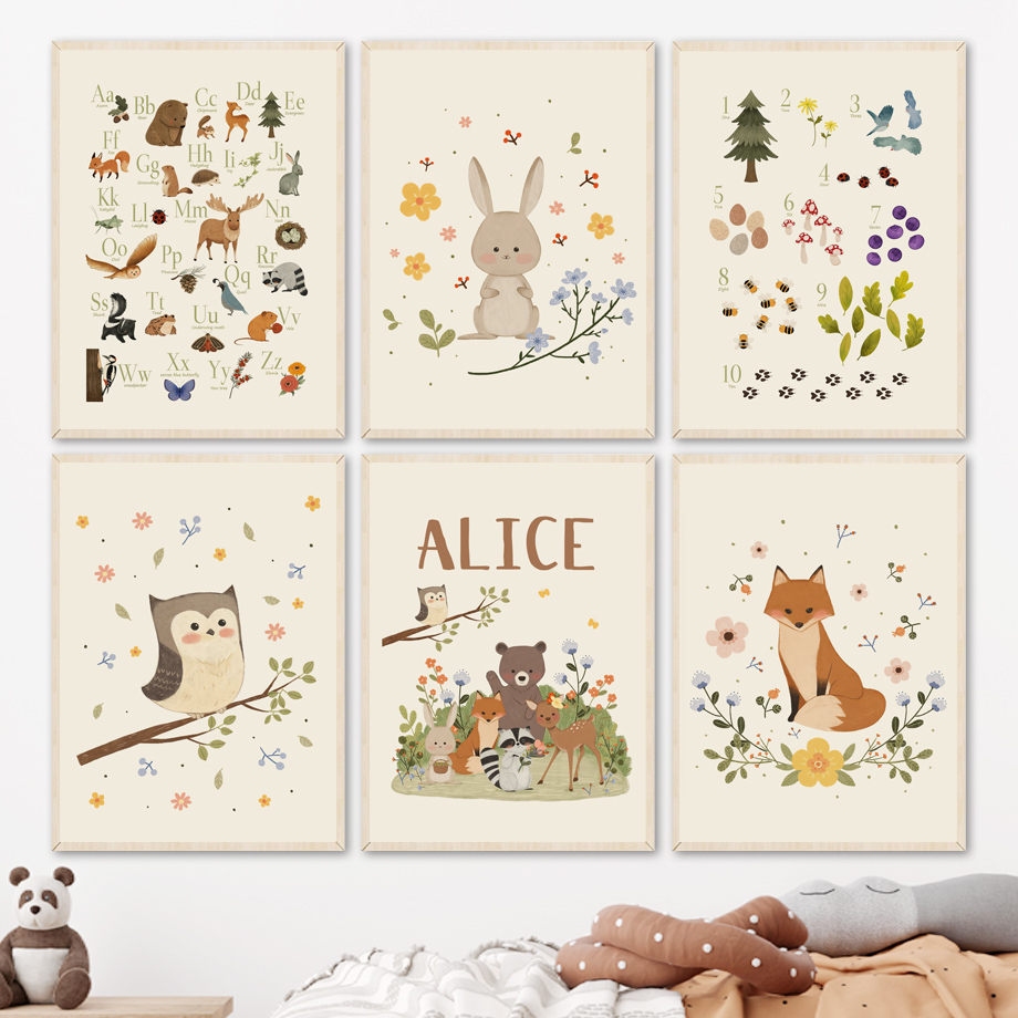 1pc frameless Cute Rabbit Fox  - Baby Nursery Animal Pictures ulasan dan harga