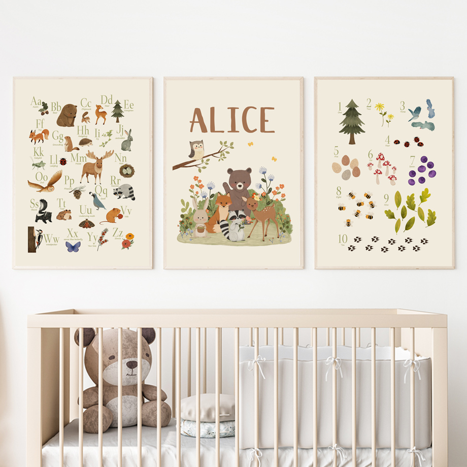 1pc frameless Cute Rabbit Fox  - Baby Nursery Animal Pictures ulasan dan harga