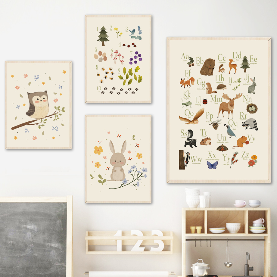 1pc frameless Cute Rabbit Fox  - Baby Nursery Animal Pictures ulasan dan harga